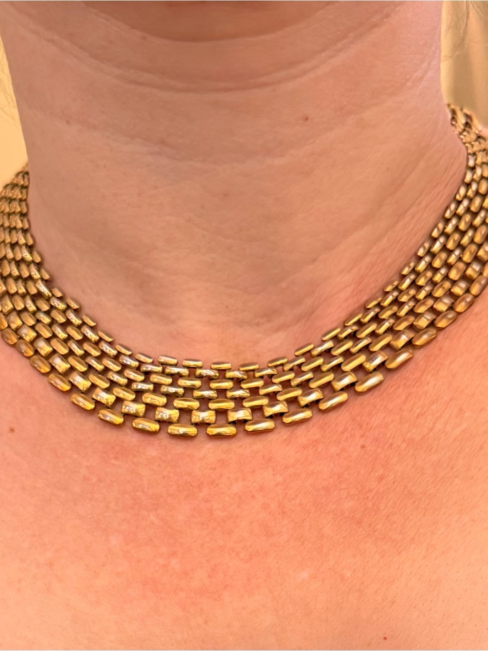 Vintage 1980s Gold Tone Multi-Strand Collar Choker Necklace Statement Jewelry